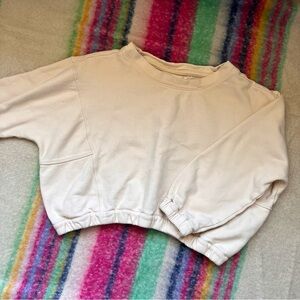 By Anthropologie Ivory Sweatshirt Boxy Fit